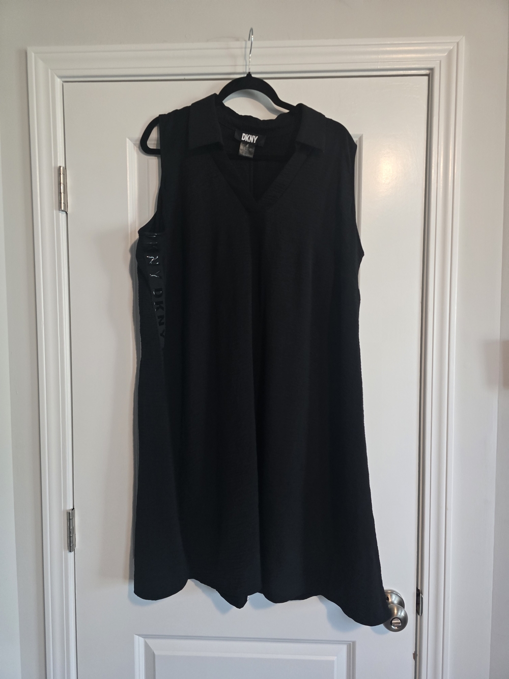 DKNY Black Sleeveless V-Neck Dress